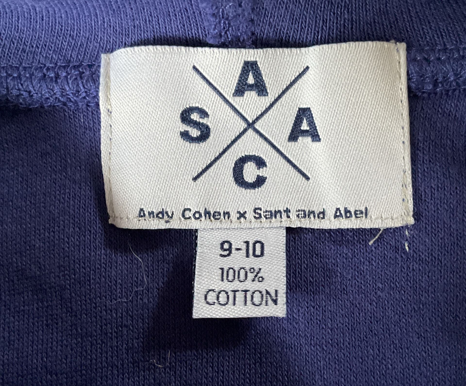Andy Cohen x Sant and Abel Hoodie Size 9-10 Blue Terry Cotton 4