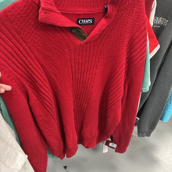 Chaps Red Quarter Zip Pullover Sweater