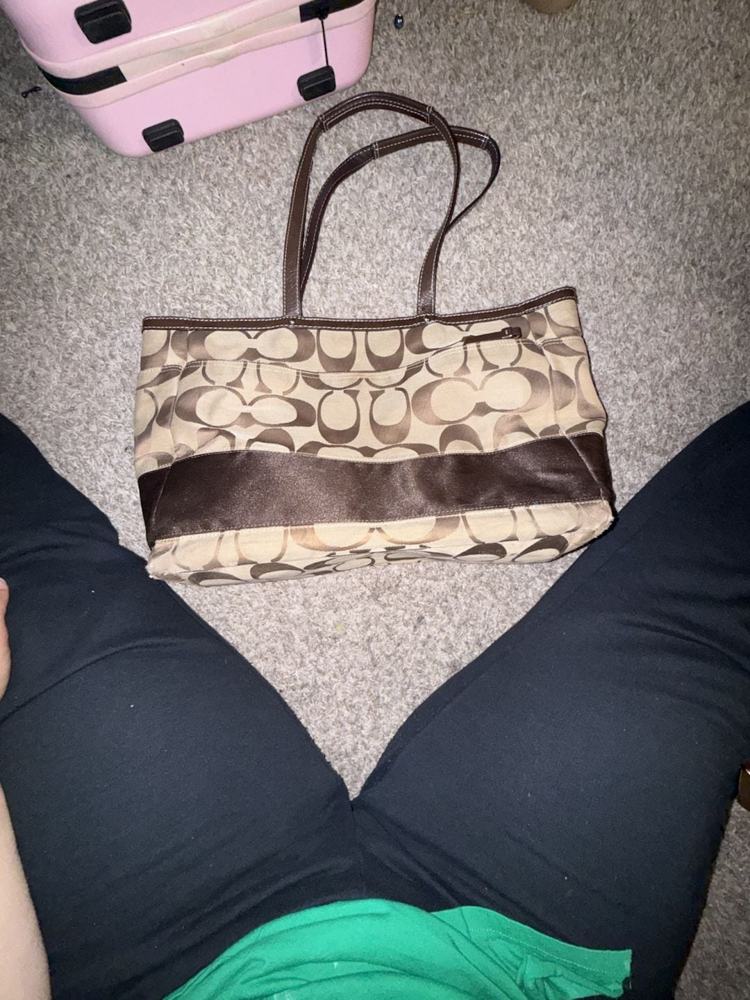 Coach Signature C Jacquard Diaper Tote Bag Brown Canvas 3