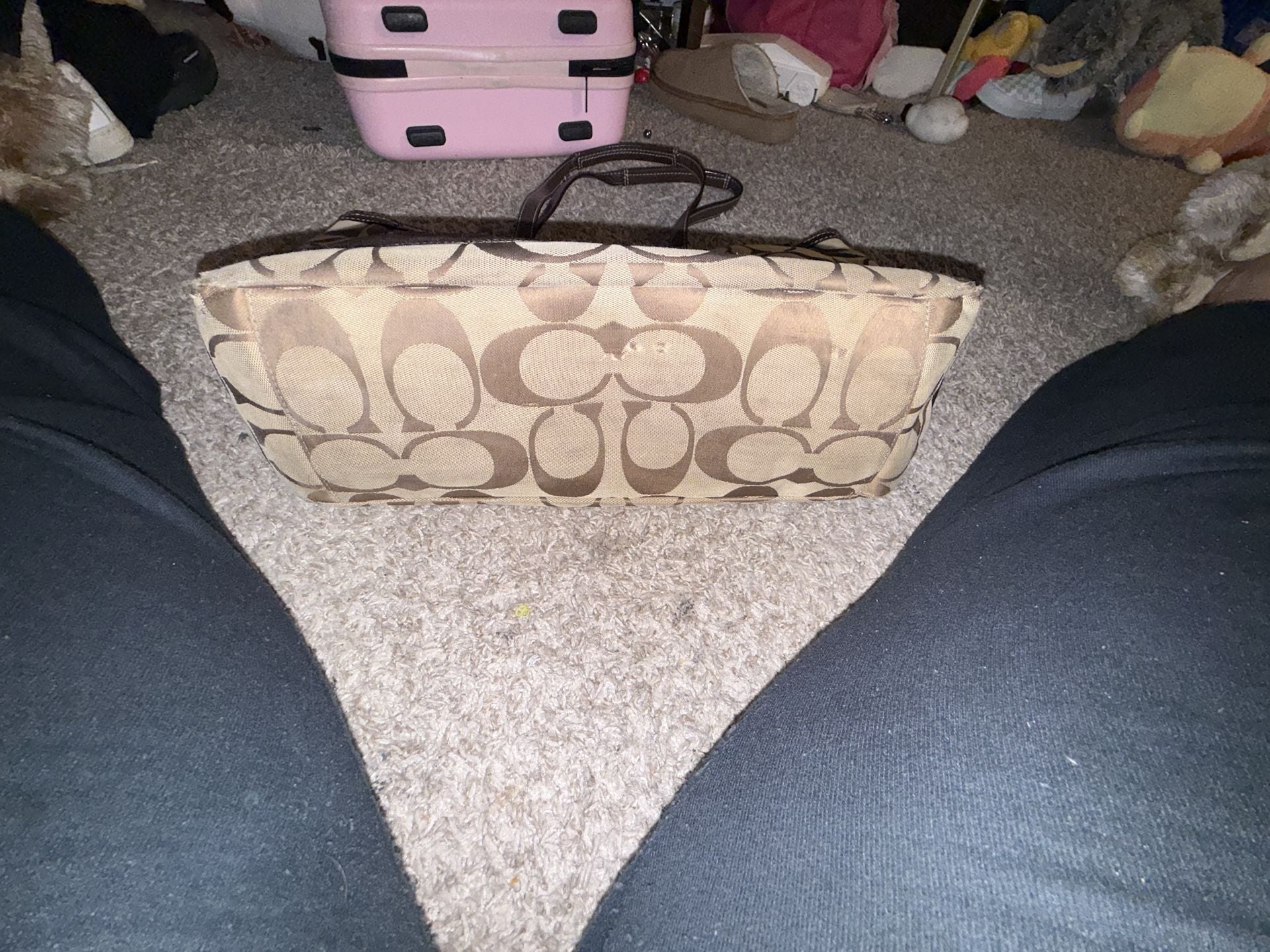 Coach Signature C Jacquard Diaper Tote Bag Brown Canvas 4