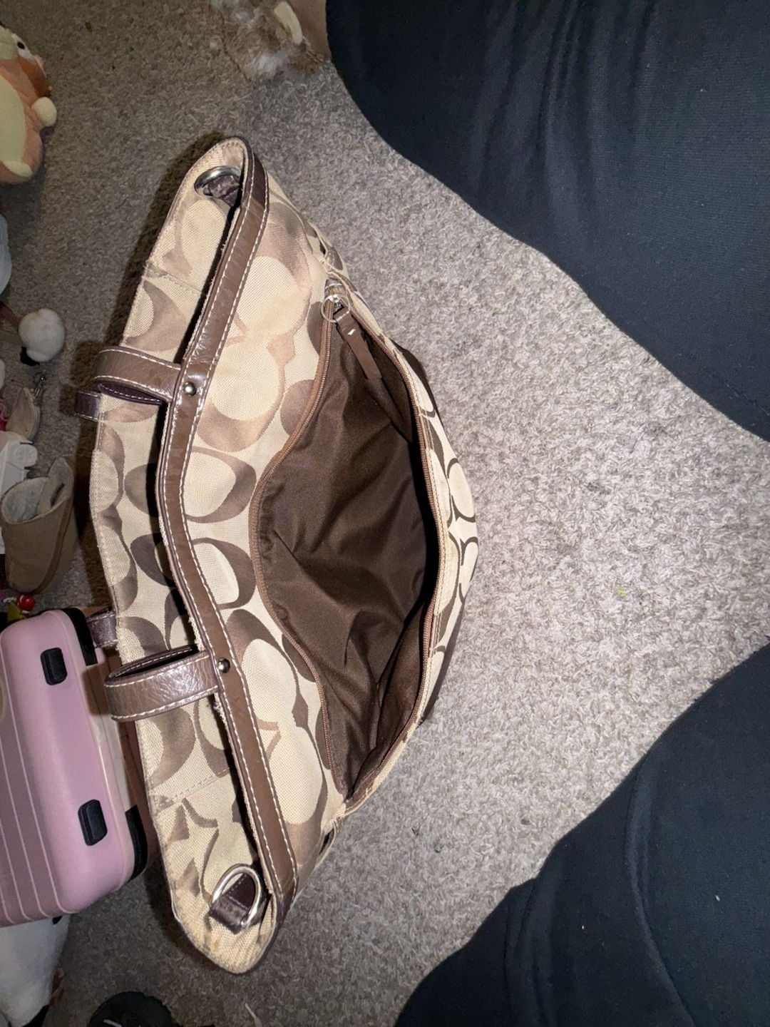Coach Signature C Jacquard Diaper Tote Bag Brown Canvas 5