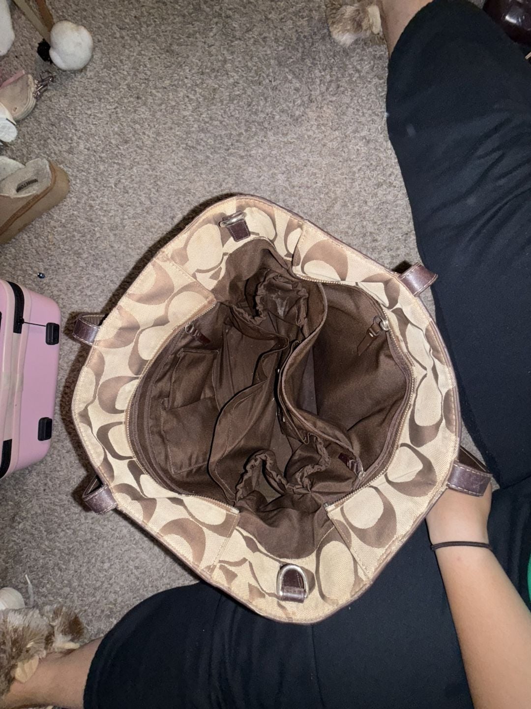 Coach Signature C Jacquard Diaper Tote Bag Brown Canvas 6