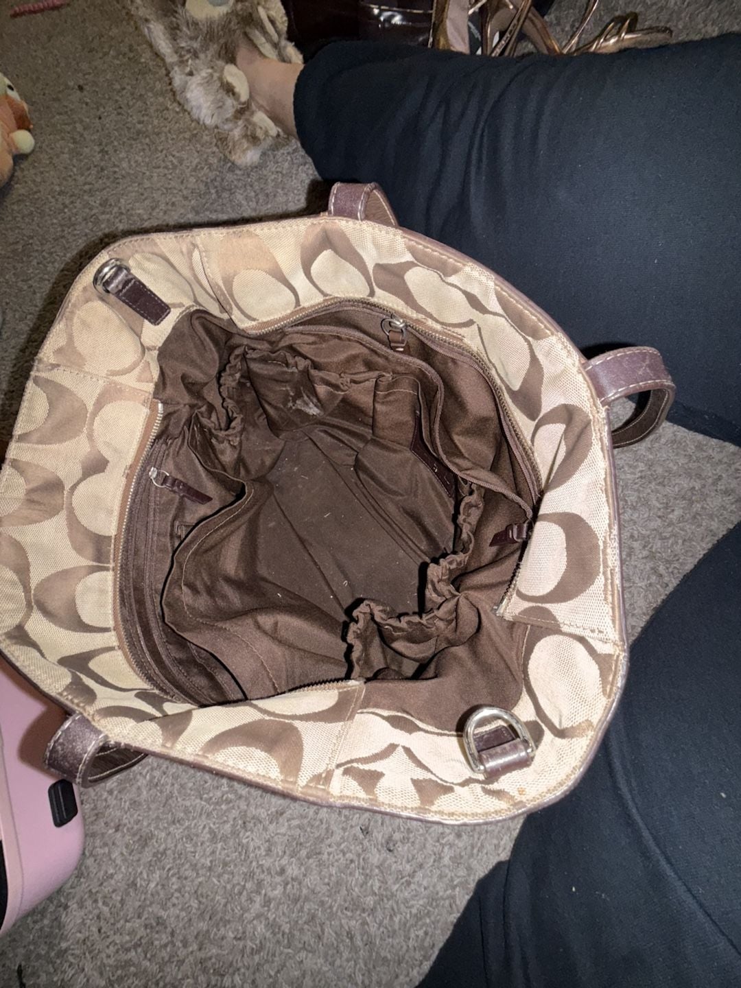 Coach Signature C Jacquard Diaper Tote Bag Brown Canvas 7