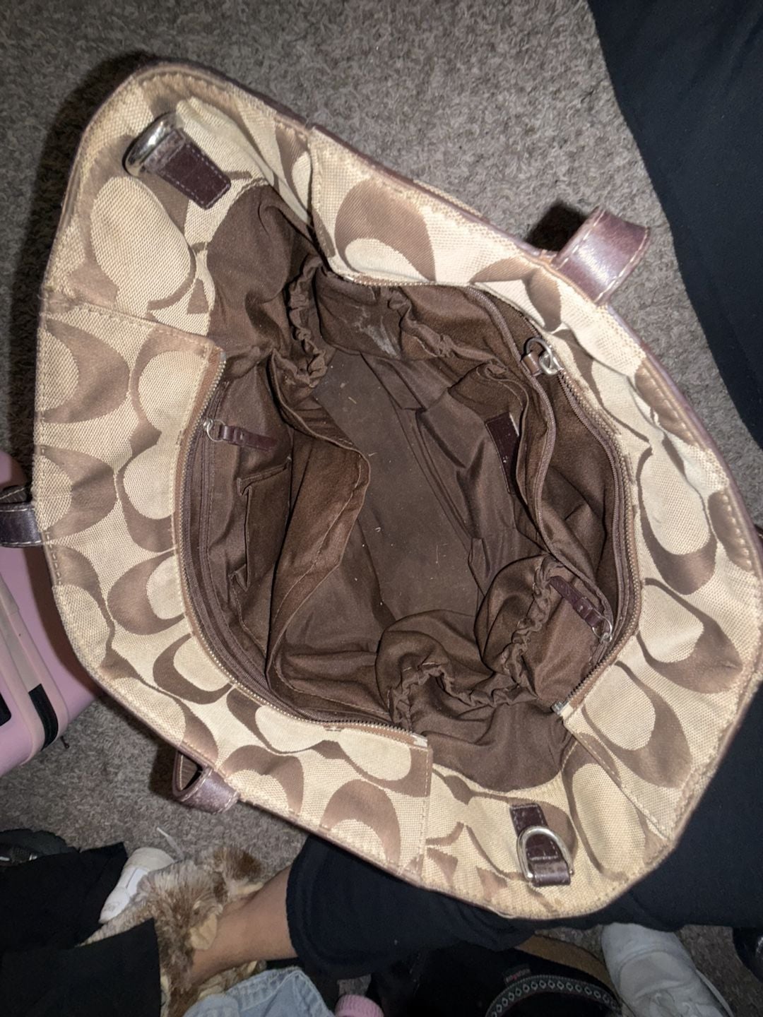 Coach Signature C Jacquard Diaper Tote Bag Brown Canvas 8
