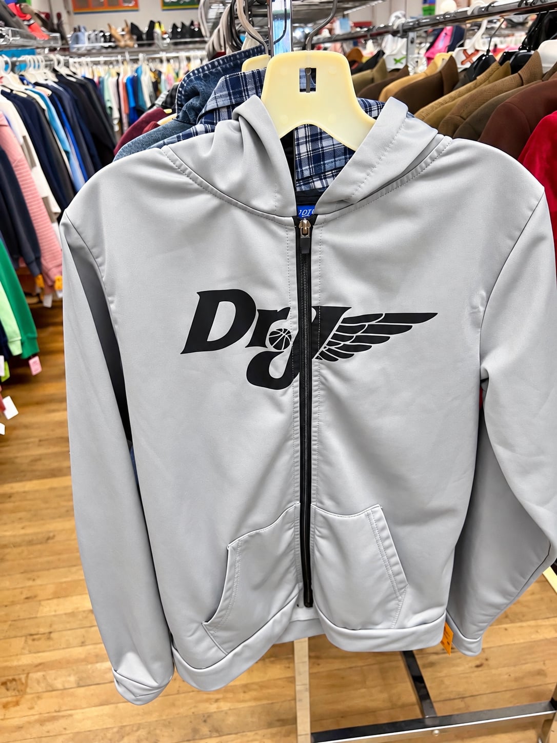 dr. j zip up hoodie size xl gray 2