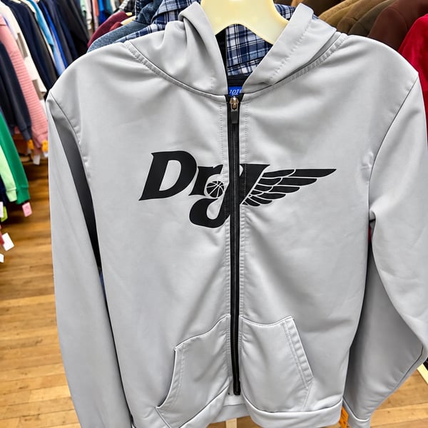 dr. j zip up hoodie size xl gray