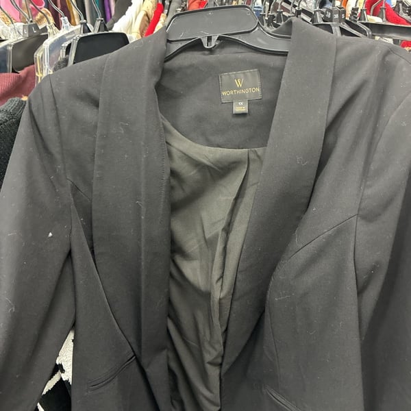 Worthington Blazer Size 1X Black Open Front Shawl Collar Jacket