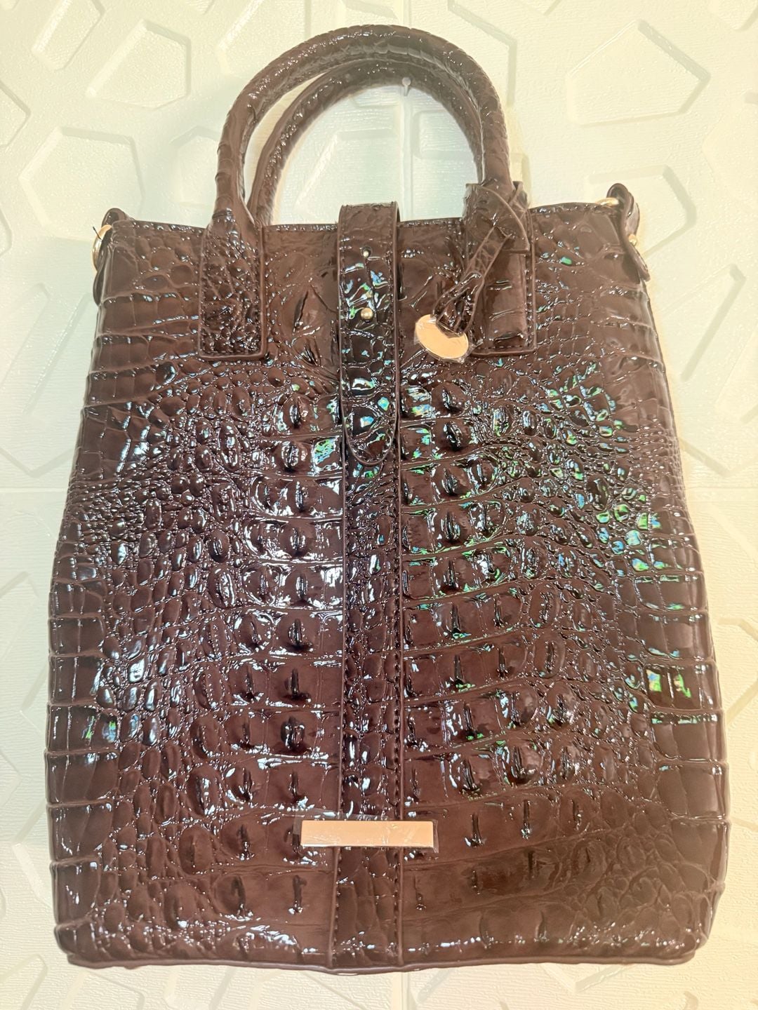 Brahmin Melbourne Embossed Leather Tote Bag Brown Croc 2