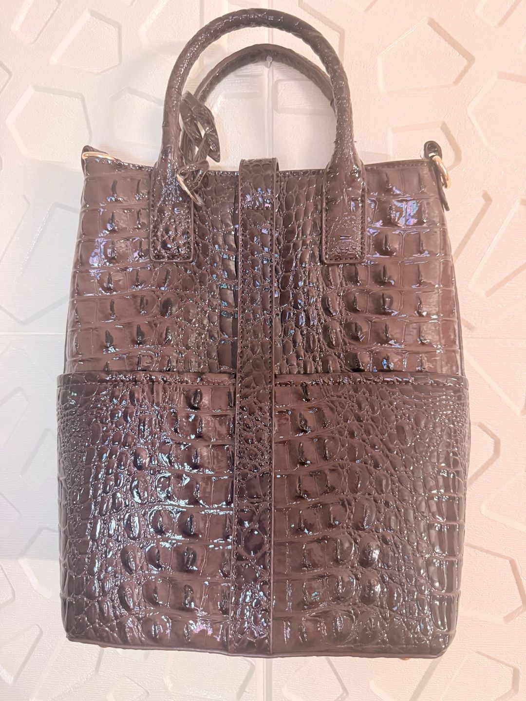 Brahmin Melbourne Embossed Leather Tote Bag Brown Croc 3