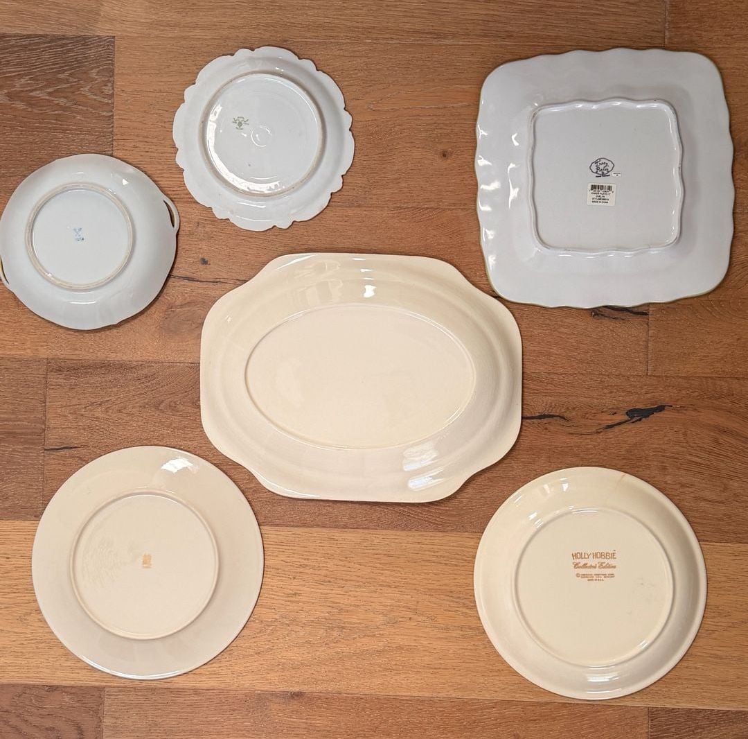 Green plate wall! curated collection of 6 large vintage plates in green theme 7