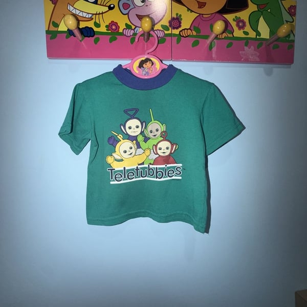 Teletubbies Graphic T-Shirt Size 3T Green Vintage