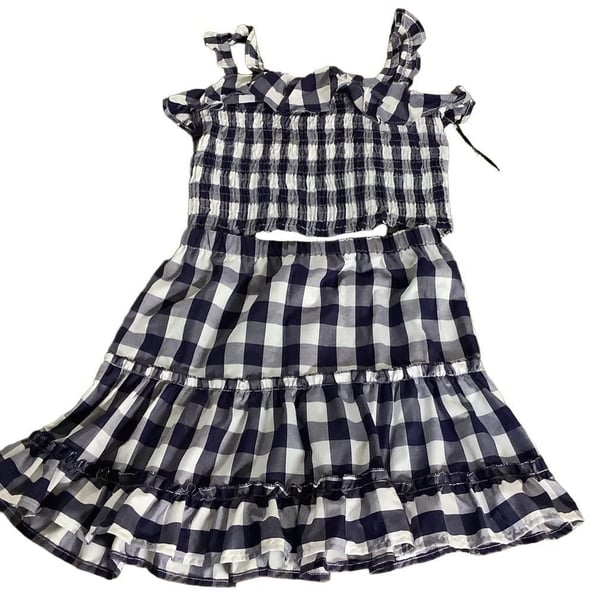 Love Squared Girls Size 12 Navy Gingham Two-Piece skirt Set