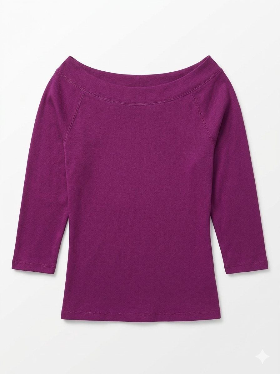 Gap Boatneck Top Size Kids M Purple 3/4 Sleeve Knit Shirt 2