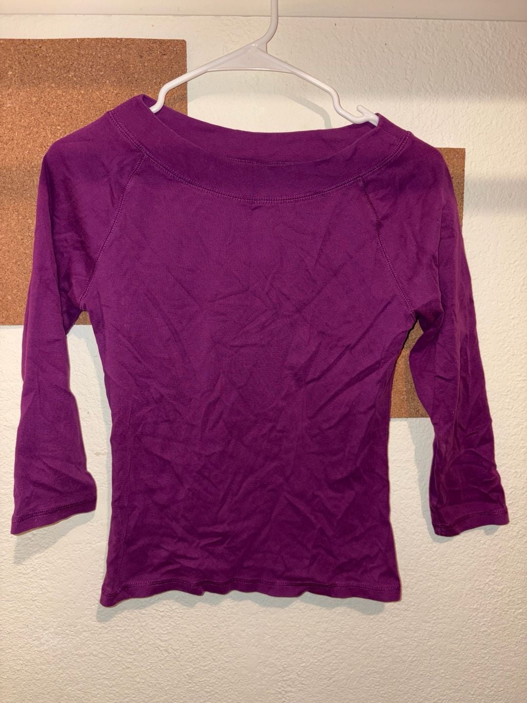 Gap Boatneck Top Size Kids M Purple 3/4 Sleeve Knit Shirt 3