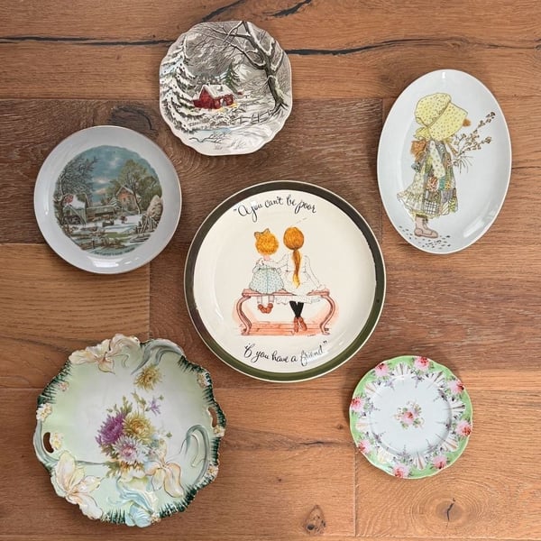 Green plate wall! curated collection of green plates for wall decor