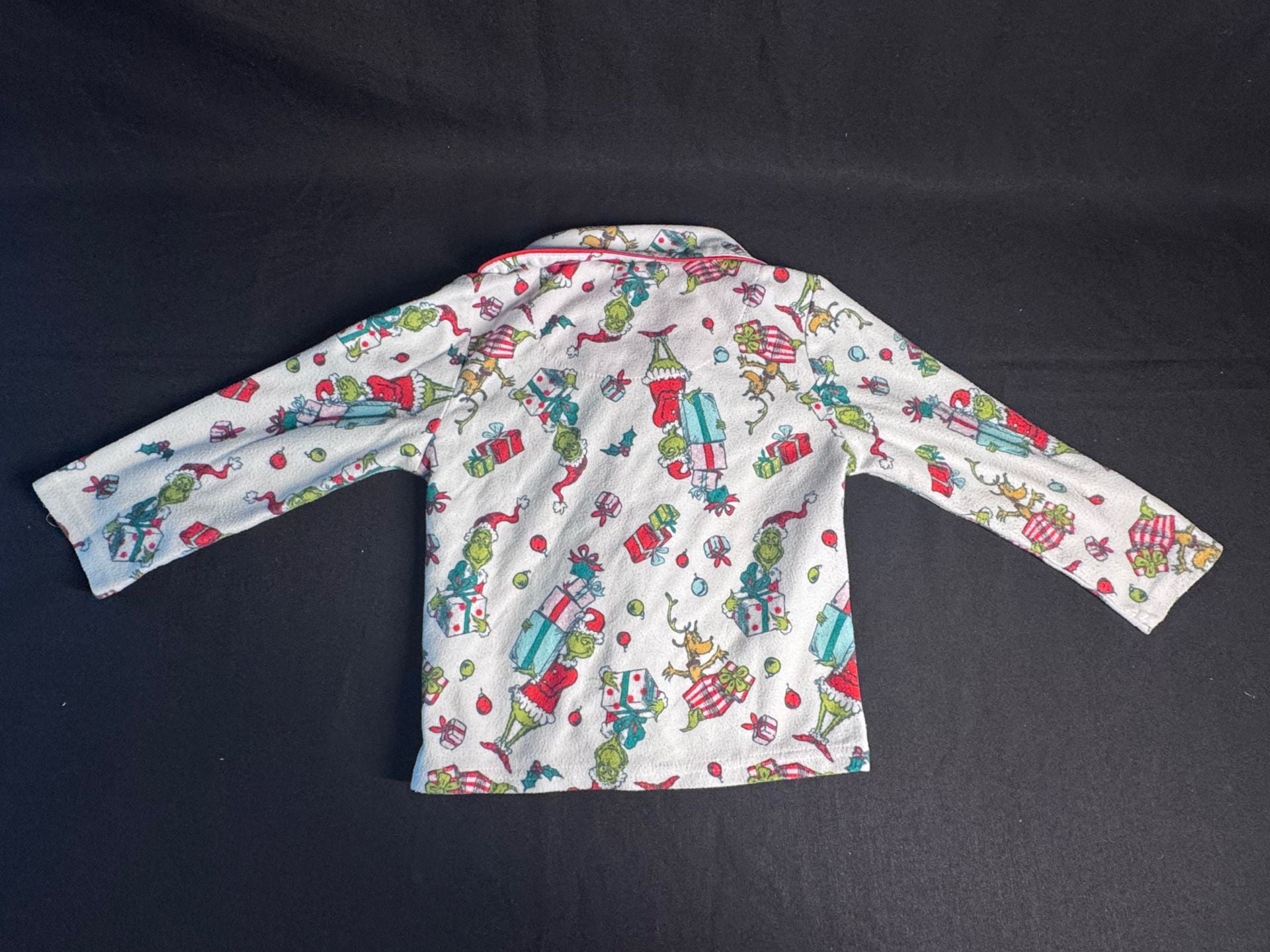 The Grinch Pajama Set Size 3T White Christmas Fleece Button-Down 5