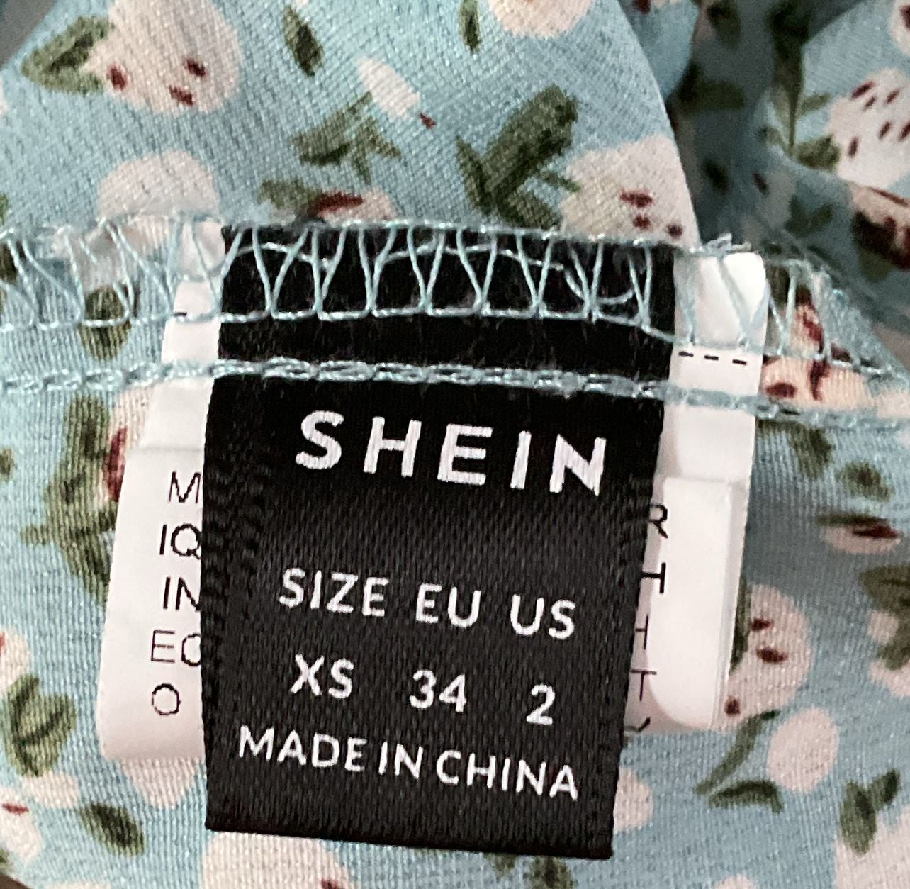 Shein Blue Floral Tiered Smocked Mini Skirt XS 5