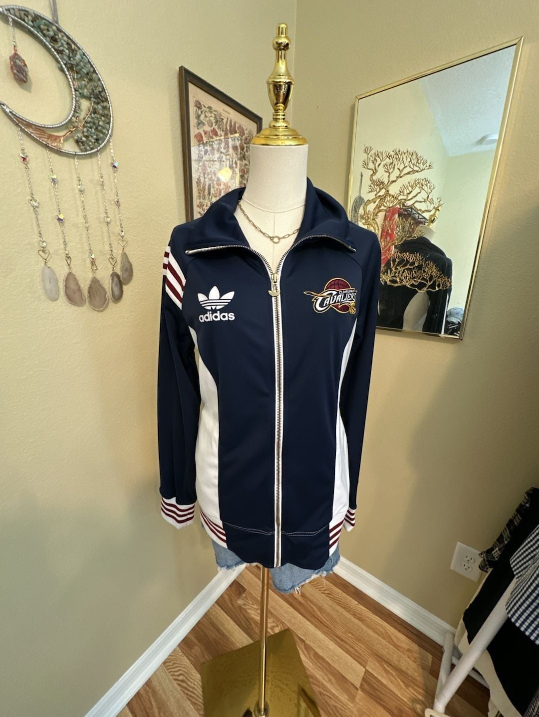 Adidas Cleveland Cavaliers Track Jacket Navy Blue White NBA 4