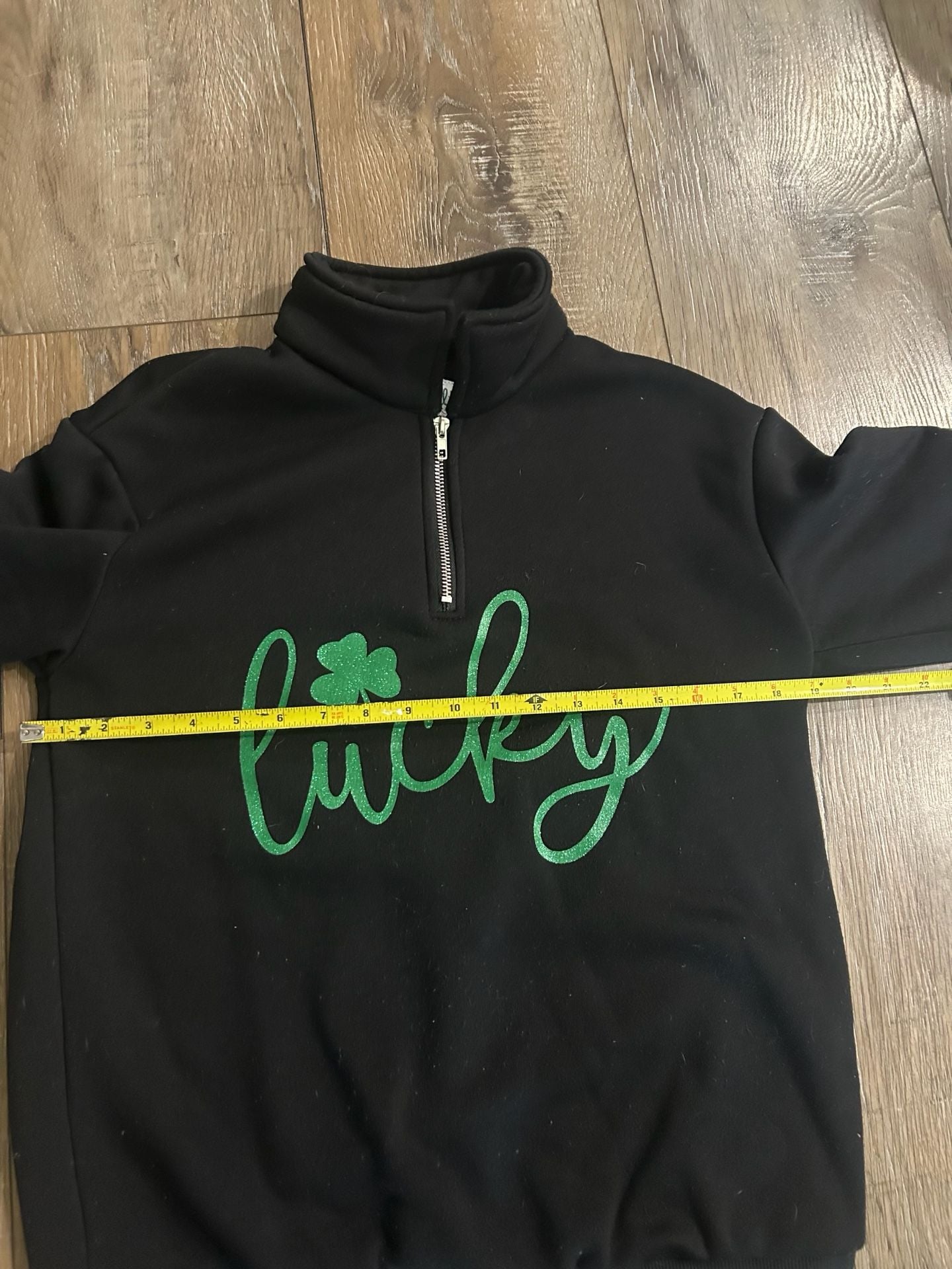 Black Lucky Shamrock Quarter Zip Sweatshirt 3