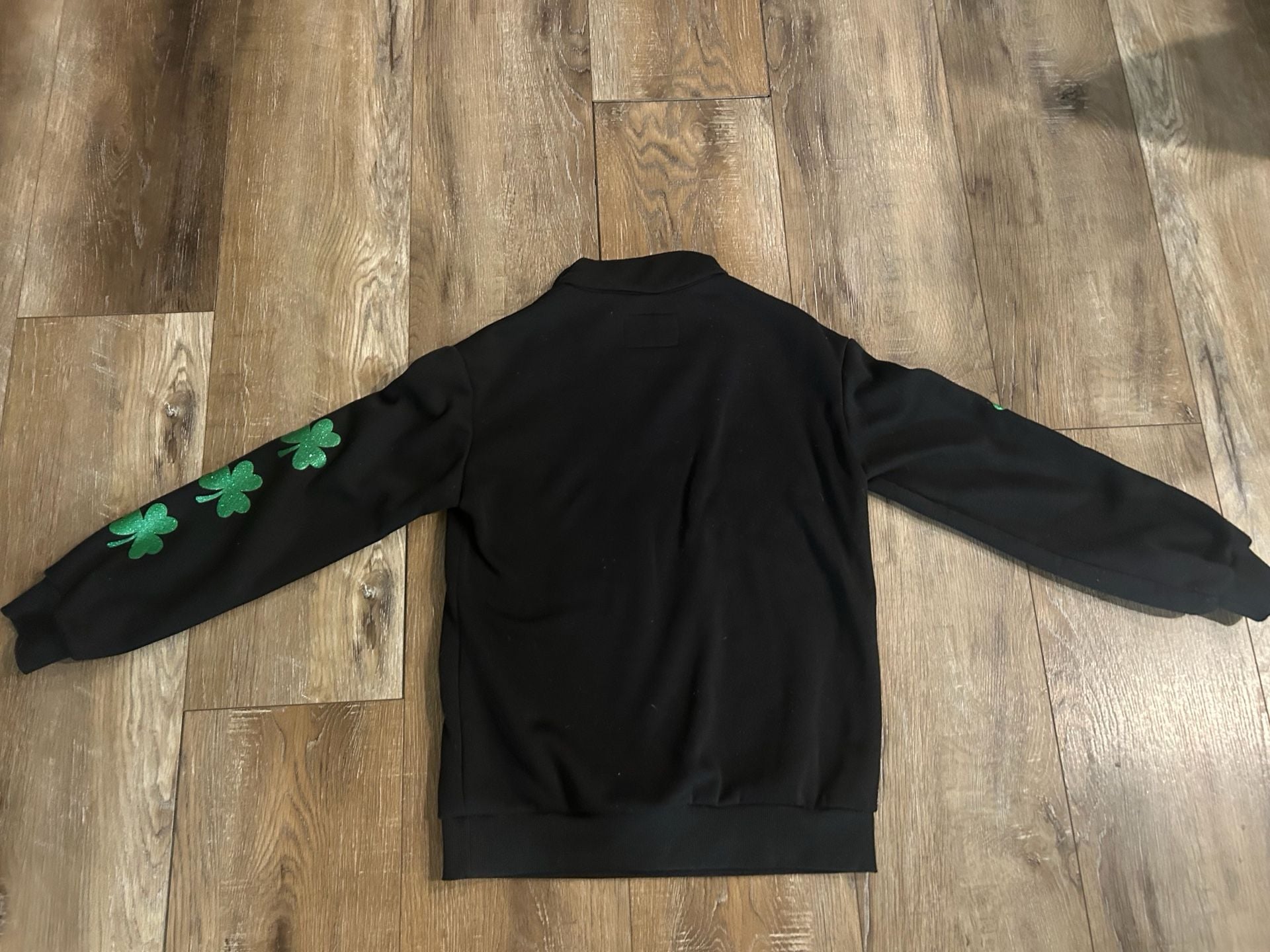 Black Lucky Shamrock Quarter Zip Sweatshirt 6