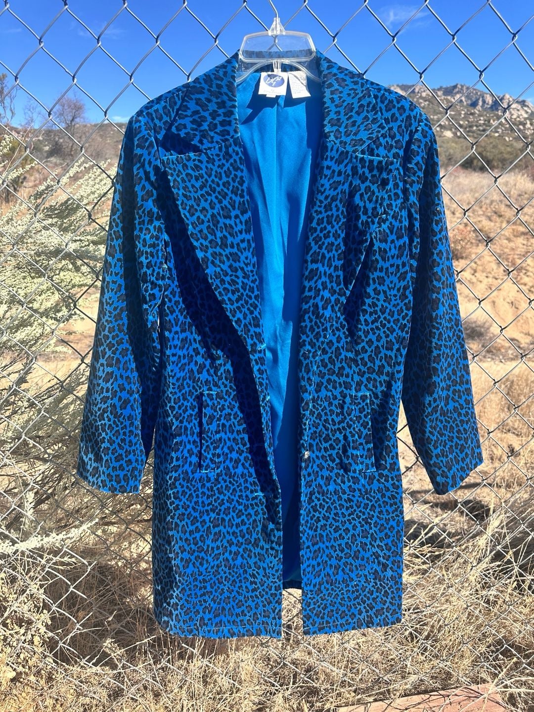DG2 By Diane Gilman Blazer Size M Blue Leopard Print 4