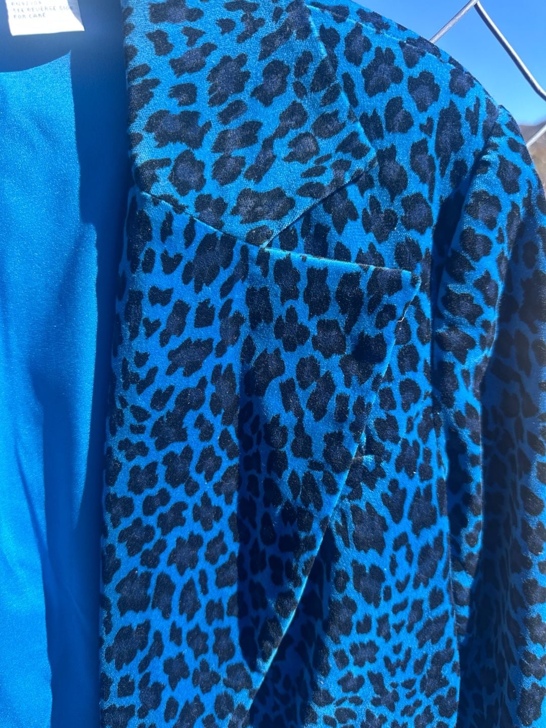 DG2 By Diane Gilman Blazer Size M Blue Leopard Print 6