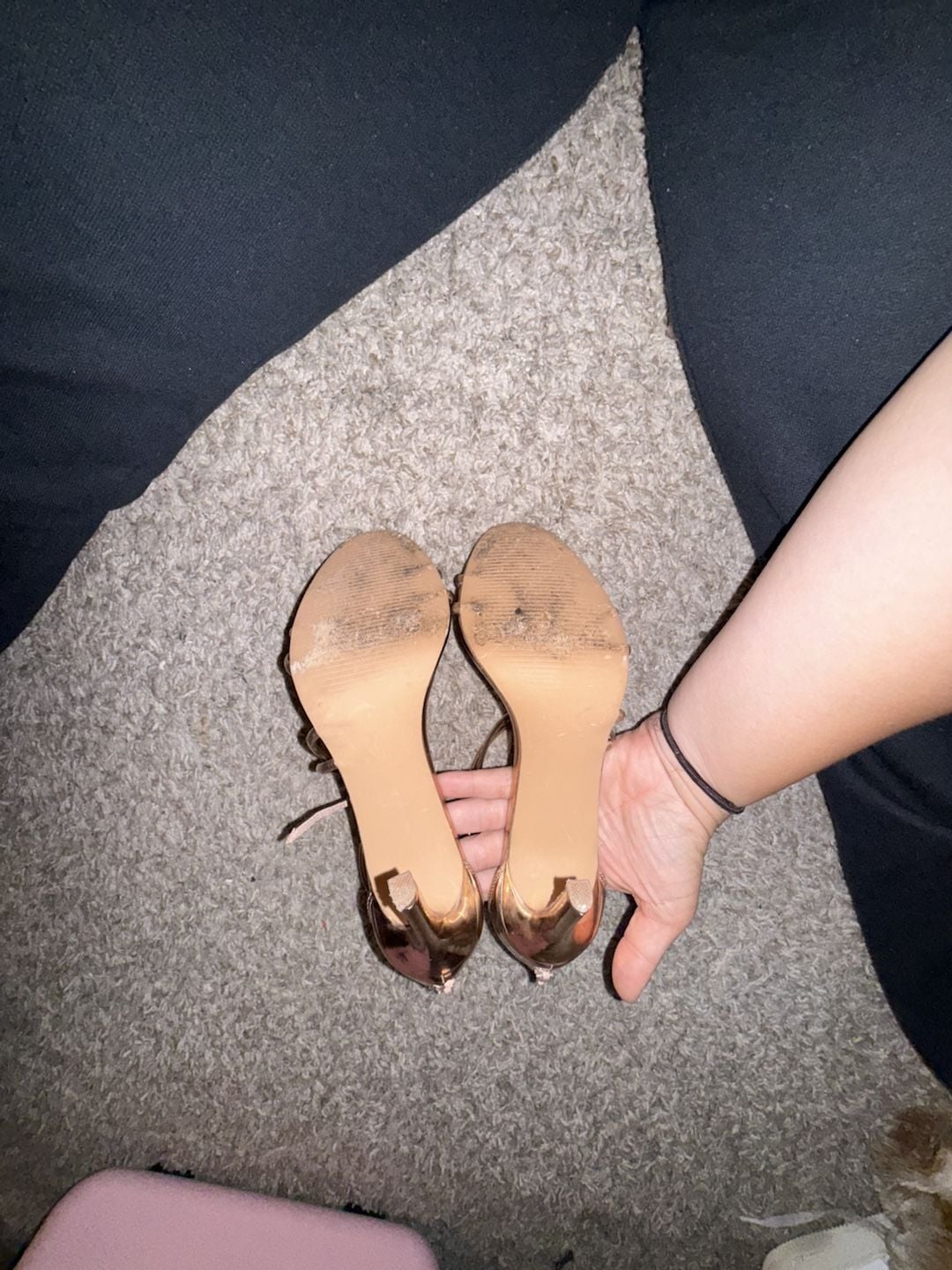 Steve Madden Strive Rose Gold Metallic Strappy Heels Stilettos 5