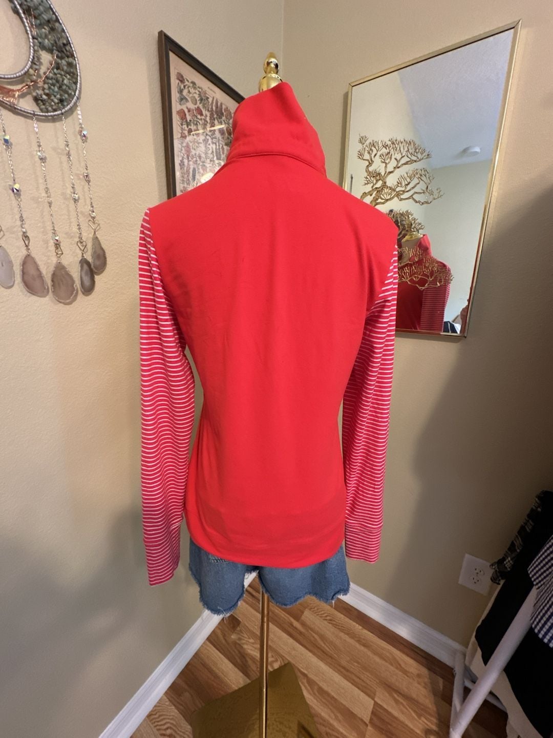 Nike Golf Sport Dri-Fit Pullover Size M Red Striped Long Sleeve 6