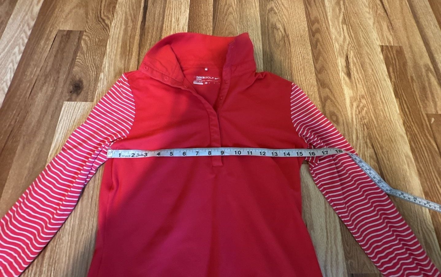 Nike Golf Sport Dri-Fit Pullover Size M Red Striped Long Sleeve 8