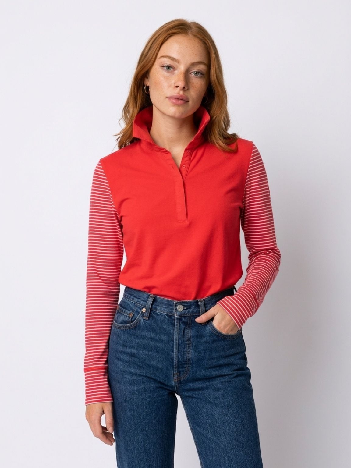 Nike Golf Sport Dri-Fit Pullover Size M Red Striped Long Sleeve 2
