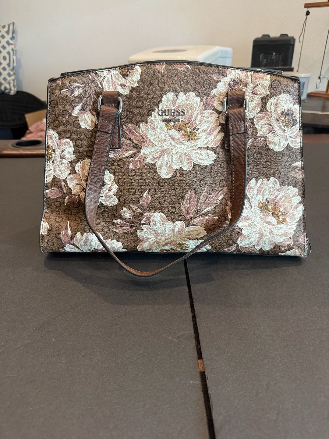 Guess Floral Logo Print Satchel Bag 2