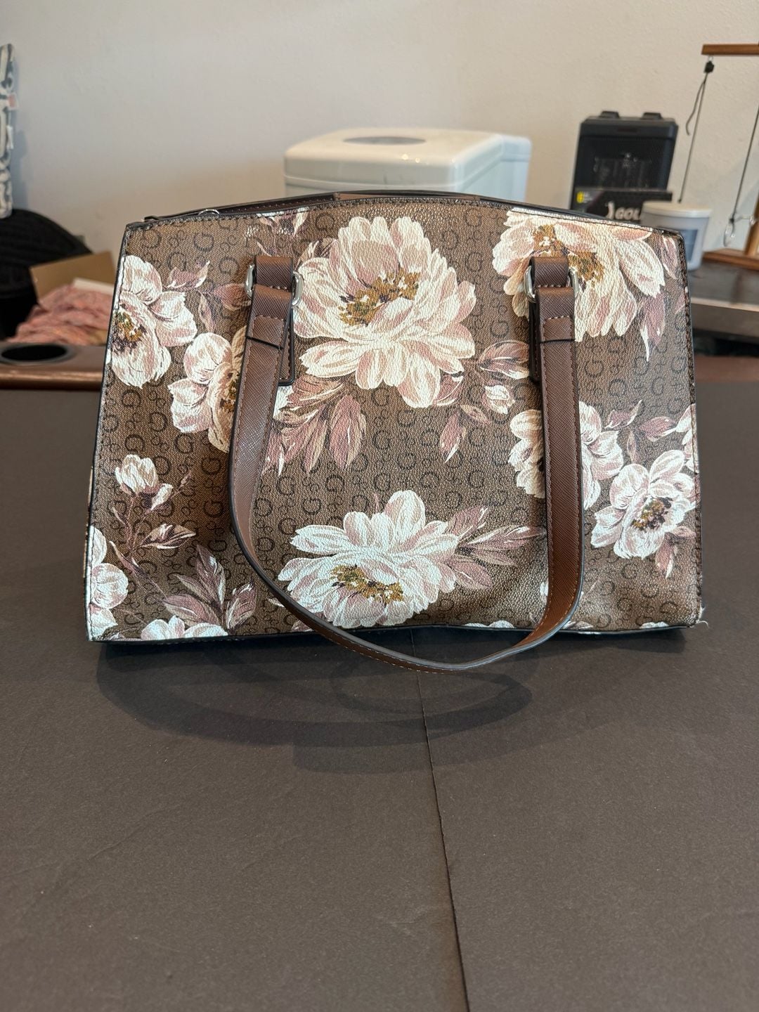 Guess Floral Logo Print Satchel Bag 3