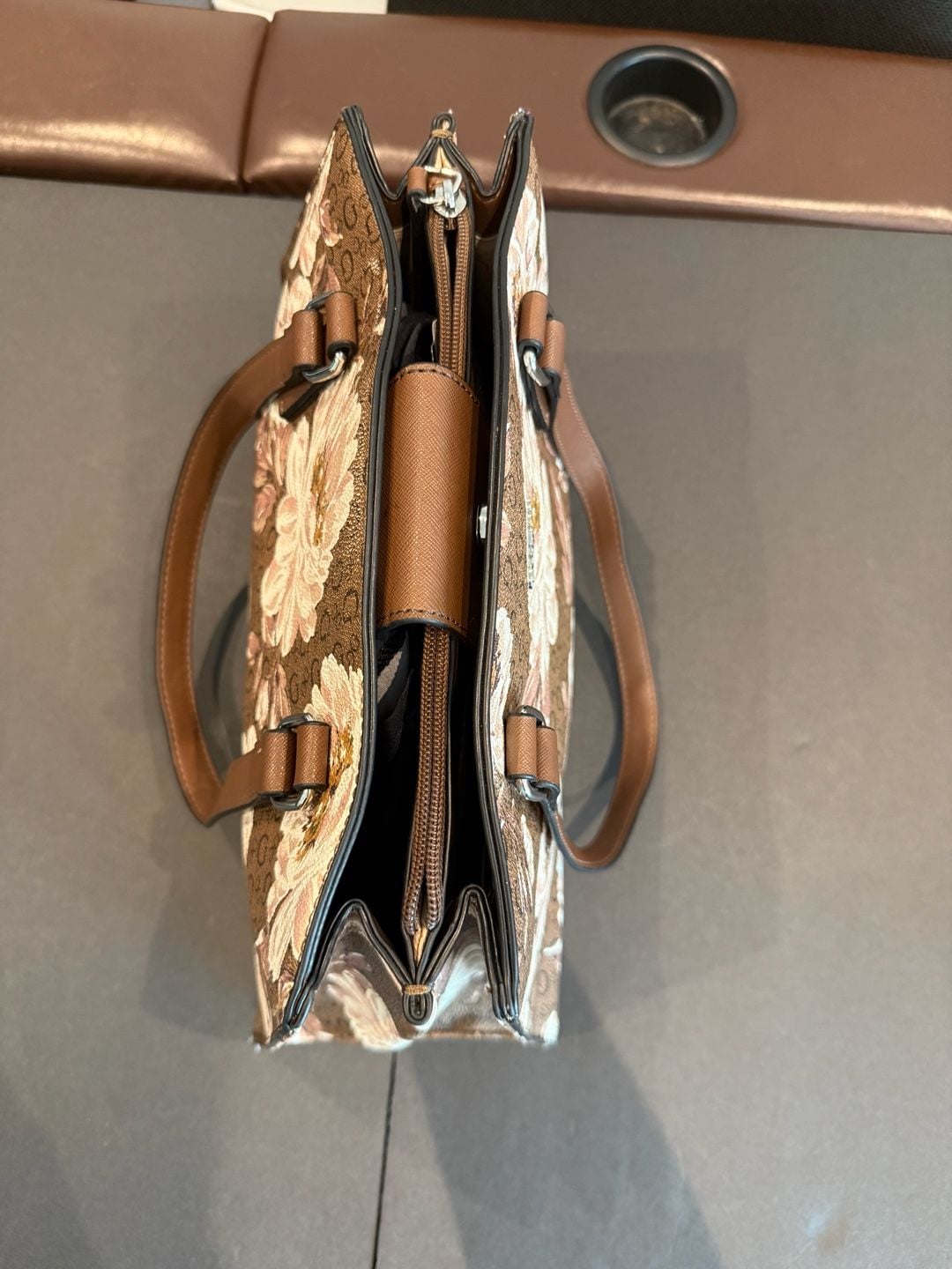 Guess Floral Logo Print Satchel Bag 4