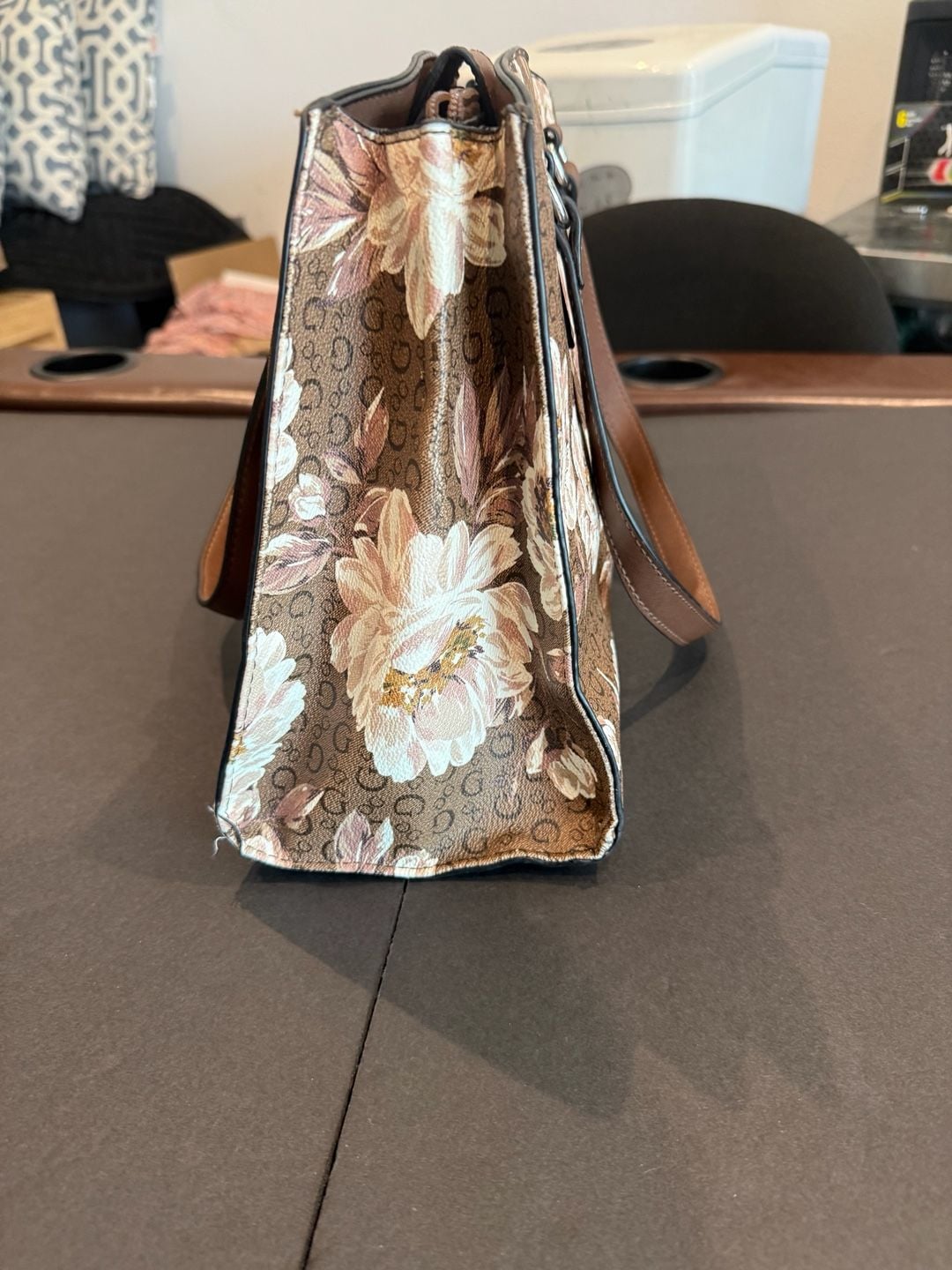 Guess Floral Logo Print Satchel Bag 8