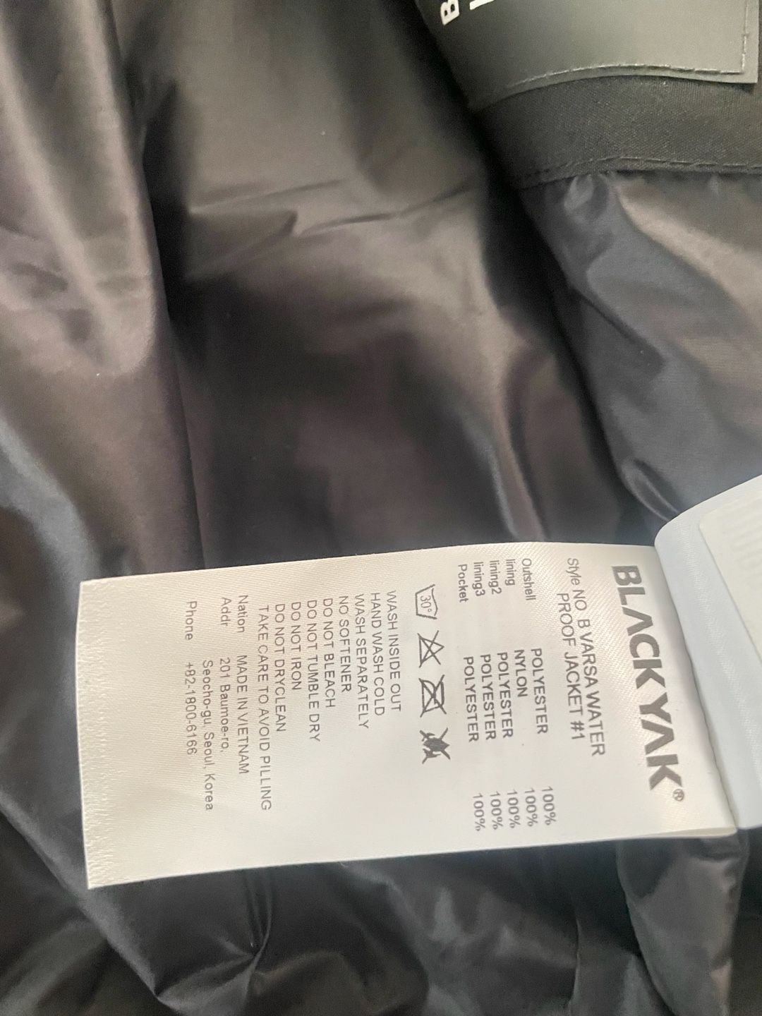 Black Yak B Varsa Water Proof Jacket Size 115 Black Waterproof 9