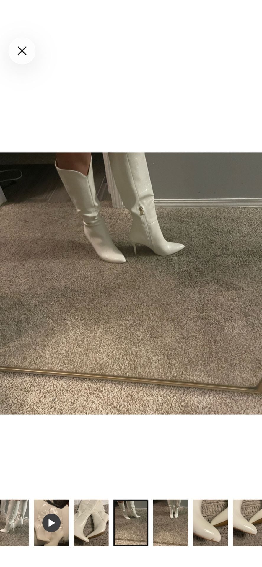 White Croc Embossed Knee High Stiletto Boots new 4