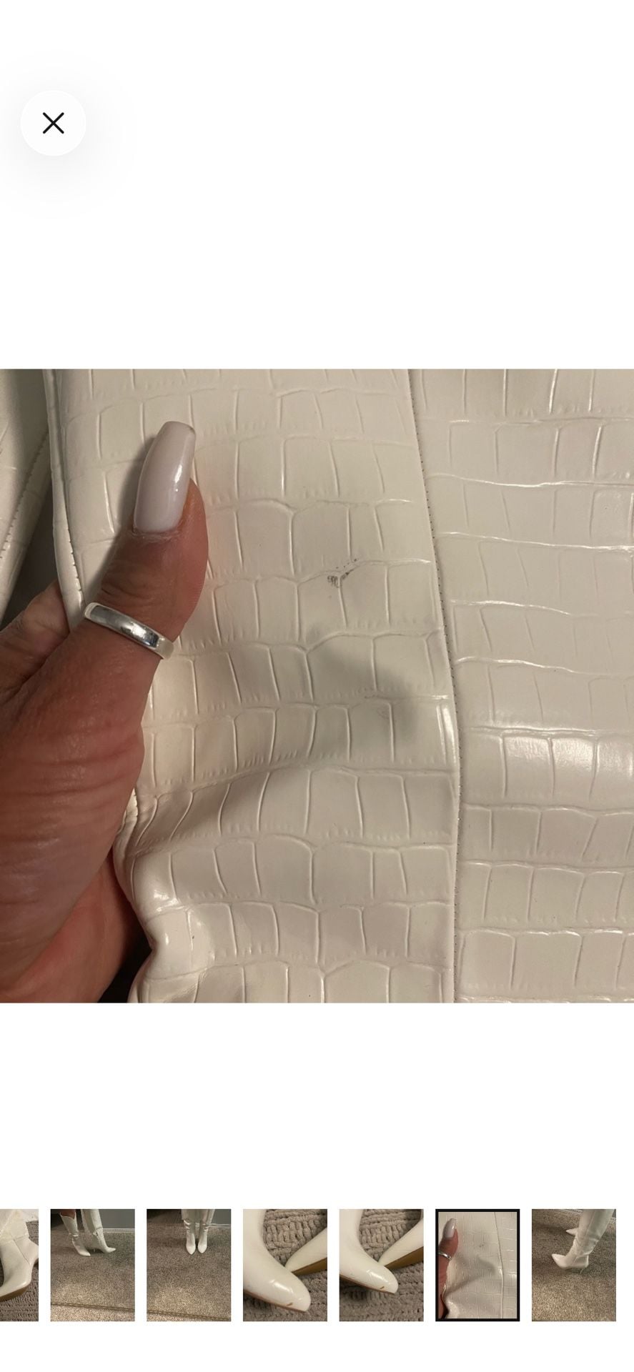 White Croc Embossed Knee High Stiletto Boots new 6