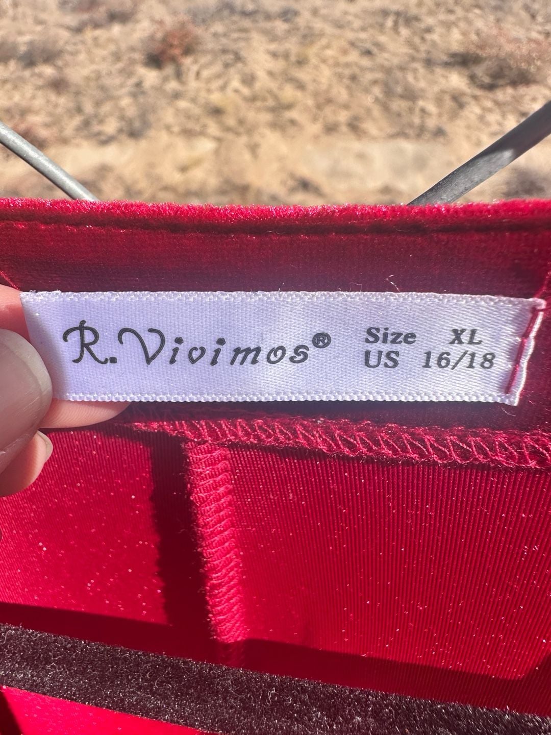 R.Vivimos Velvet Duster Cardigan Size XL US 16/18 Red Chiffon Hem 4