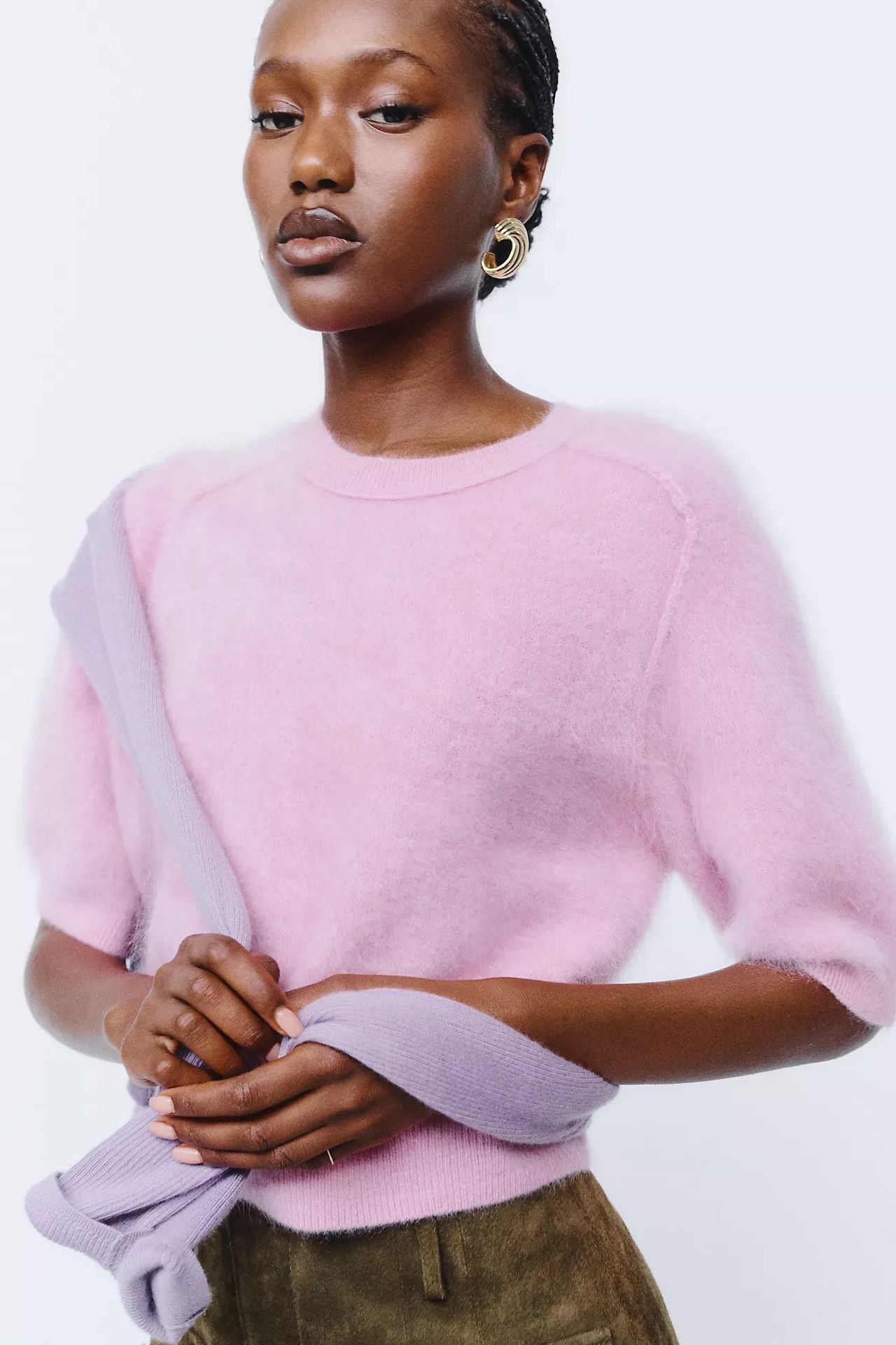 Pilcro Kaia Short Sleeve Sweater Pink Cashmere Size Small NWT 2