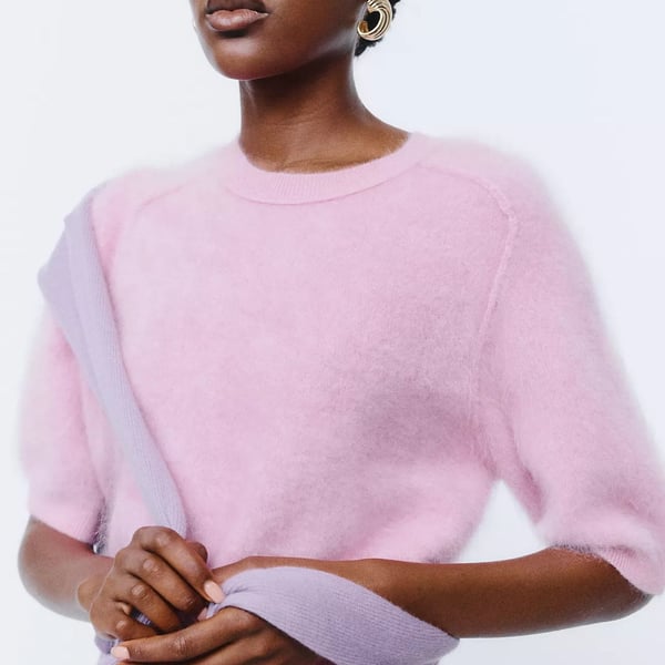 Pilcro Kaia Short Sleeve Sweater Pink Cashmere Size Small  NWT