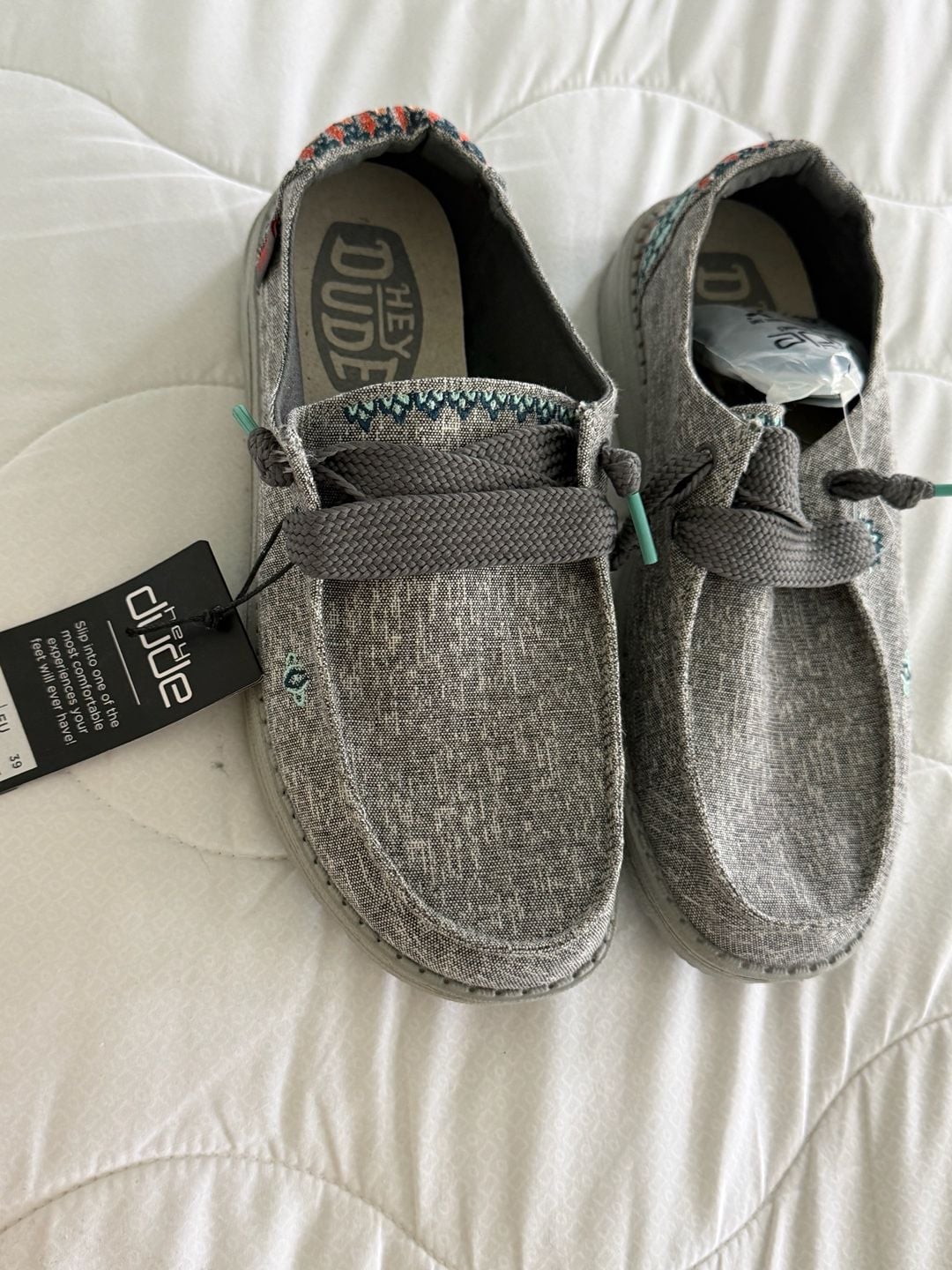 Hey Dude Wendy Flora Size 8 Tulip Grey Slip-On Shoes NWT, no box 2