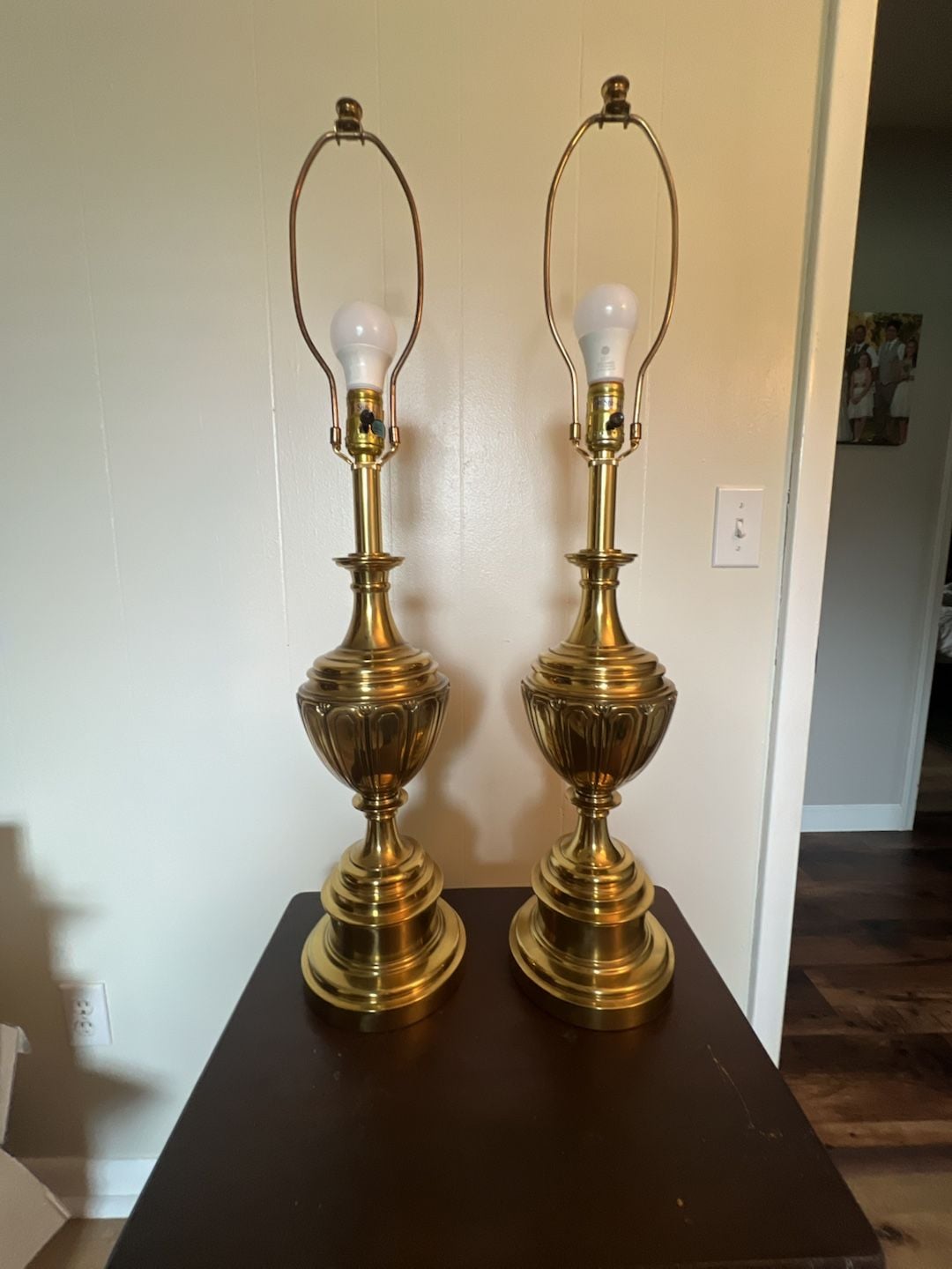 Stiffel Brass Urn Table Lamps Model 5734 Pair 1