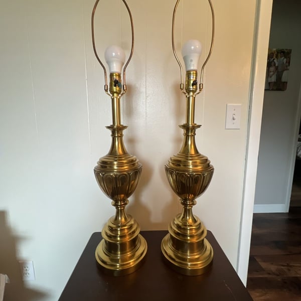 Stiffel Brass Urn Table Lamps Model 5734 Pair