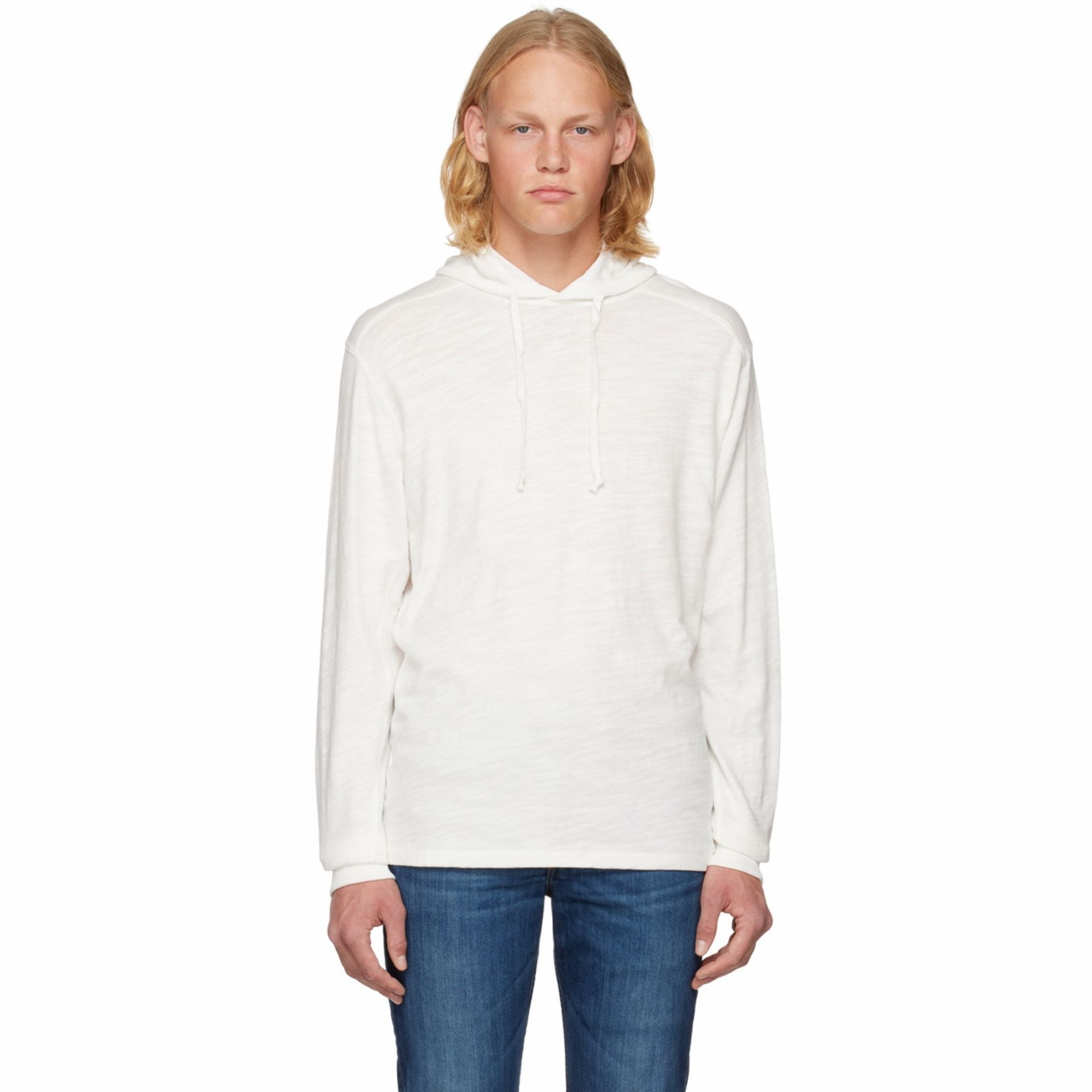 Rag & Bone Classic Flame Hoodie Size S/P White Slub Long Sleeve 2