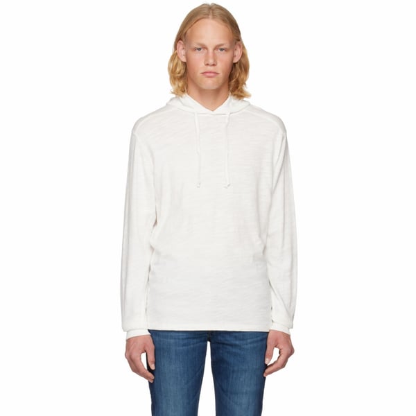 Rag & Bone Classic Flame Hoodie Size S/P White Slub Long Sleeve