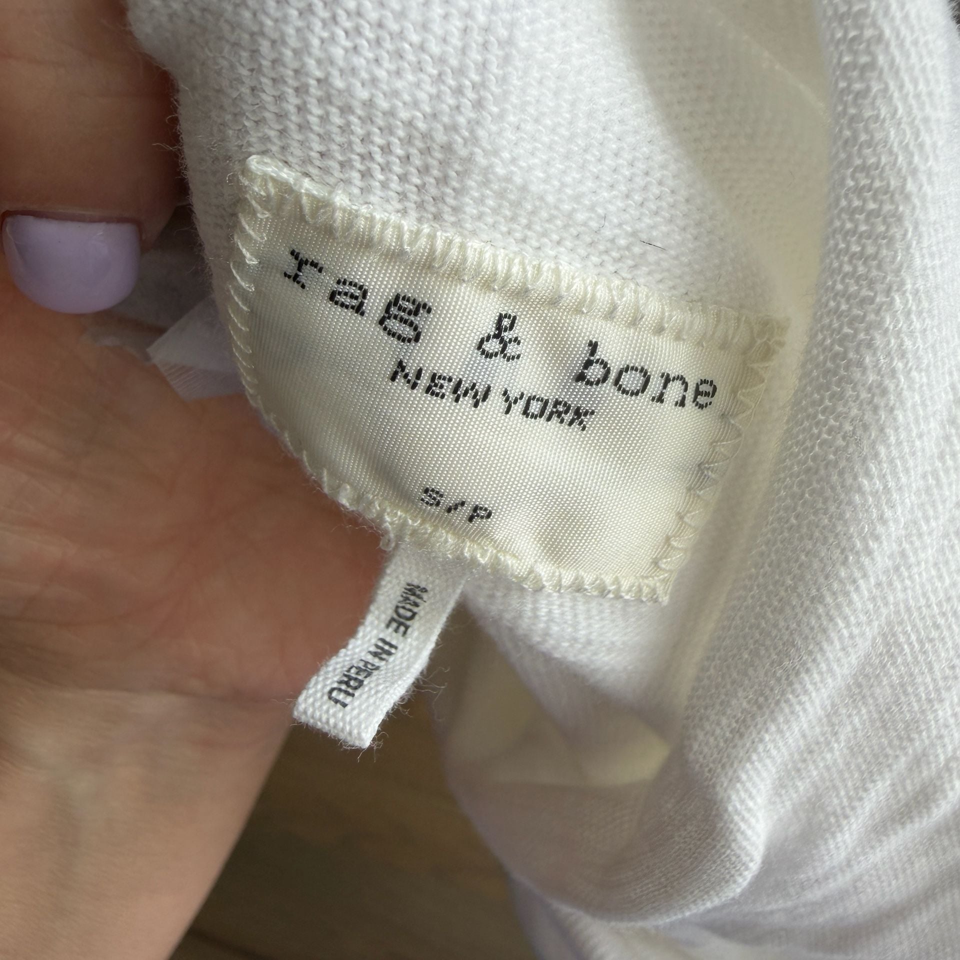 Rag & Bone Classic Flame Hoodie Size S/P White Slub Long Sleeve 6