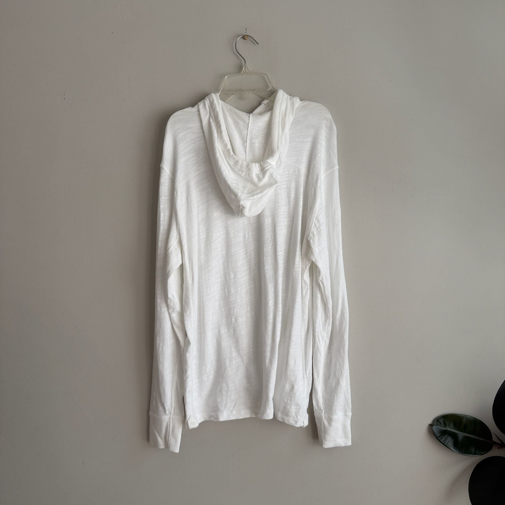 Rag & Bone Classic Flame Hoodie Size S/P White Slub Long Sleeve 7