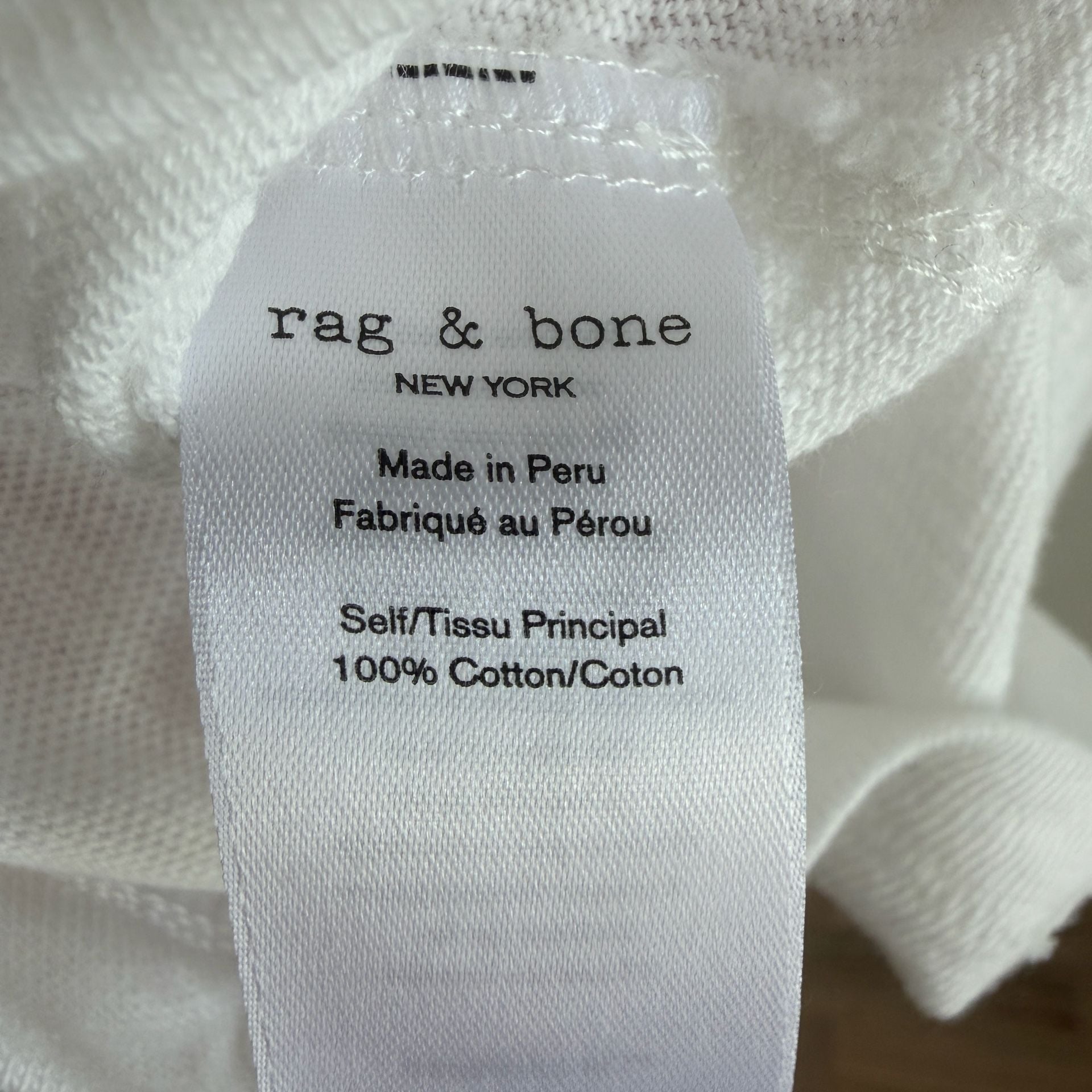 Rag & Bone Classic Flame Hoodie Size S/P White Slub Long Sleeve 10