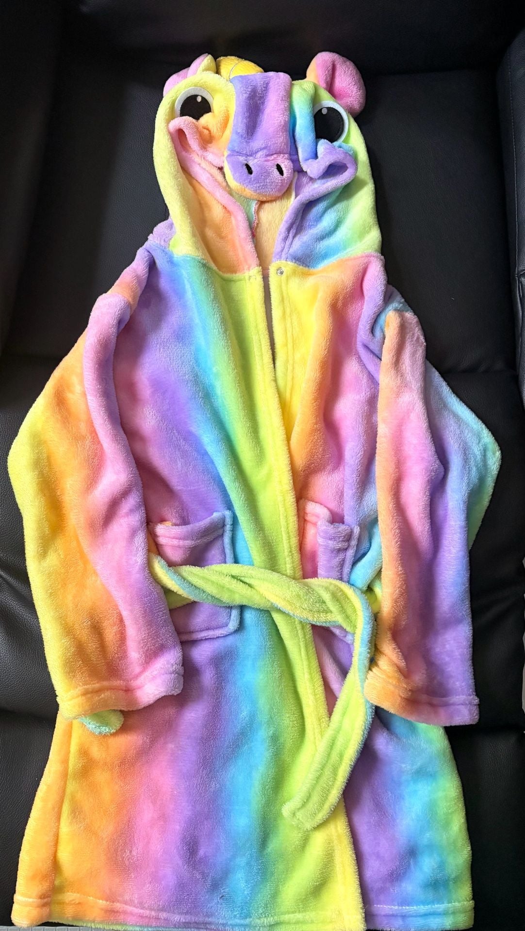 Unicorn Plush Hooded Bathrobe Rainbow Fleece - Youth 2