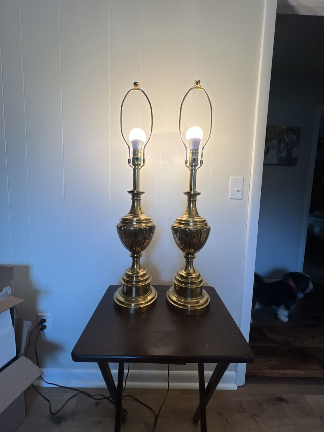 Stiffel Brass Urn Table Lamps Model 5734 Pair 4